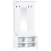 HOMCOM Porte-Manteau vestiaire d'entrée avec Banc à Chaussures et Miroir dim. 80L x 40l x 170H cm 4 étagères 4 patères Double Crochet bois Blanc