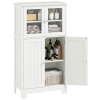 kleankin Armario Auxiliar de Baño con Puertas de Cristal y Estante Ajustable Armario Multifuncional 60x30x108,5cm Blanco