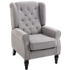 HOMCOM Fauteuil de salon capitonné avec assise large, pieds en bois, style classique, grand confort, 74 x 86 x 102 cm, gris
