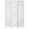 HOMCOM Biombo Plegable de 3 Paneles de Madera 120x170 cm Biombo Separador de Ambientes con Patrones Tallados Elegantes Blanco