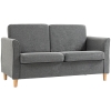 HOMCOM Canapé 2 Places Design scandinave dim. 141L x 70l x 78H cm Pieds Bois Massif Tissu Lin Gris clair