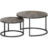 HOMCOM Lot de 2 tables basses gigognes empilable design industriel plateau imitation ciment pieds en métal gris