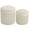 HOMCOM Set van 2 poefs met opbergruimte Poef met deksel, ronde voetenbank gestoffeerd 36 x 36 x 41,5 cm Crèmewit