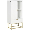 kleankin Mobiletto Bagno Moderno con Armadietto, Cassetto e Mensola Regolabile, 60x30x120cm, Bianco