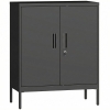 HOMCOM Armoire de Bureau Métallique, 80 x 40 x 100 cm, Meuble de Rangement, Serrure, 2 Portes et 2 Étagères Réglables, Noir