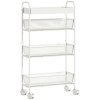 HOMCOM Keukentrolley van metaal, 3 manden, smal design, 4 wielen, voor keuken, woonkamer, badkamer, Wit