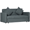 HOMCOM Modern Snow Flannel Loveseat Sofa Sleeper, 2 Seater Sofa Bed with Hidden Storage, Dark Grey