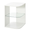 HOMCOM Beistelltisch 3-Schicht moderner Nachttisch mit 2 Ablagefächern geeignet für Wohnzimmer Schlafzimmer Material aus Spanplatte gehärtetem Glas Weiß 40 x 40 x 56 cm