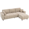 HOMCOM Canapé d'angle réversible, canapé 3 places avec méridienne, 2 oreillers, cadre en acier, 242x156x87cm, beige