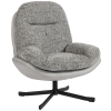 HOMCOM Poltrona Giratória Moderna com Base Cruzada Estofada em Chenille e Couro PU Assento Largo Duplo Pernas de Aço 78x95x99 cm Cinza