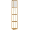 HOMCOM Candeeiro de Pé de Madeira com 3 Prateleiras para Lâmpada E27 Potência Máx. 40W 26x26x160 cm Madeira e Branco