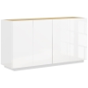 HOMCOM Buffet salle à manger buffet cuisine 4 portes à fermeture douce et étagères réglables 140l x 40P x 75H cm blanc laqué