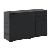HOMCOM Aparador de Sala de Estar com 3 Portas 2 Gavetas e Prateleira Interior Ajustável Móvel Auxiliar de Armazenamento para Cozinha Dormitório Anti-Rolamento 117x36x74 cm Preto