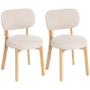 HOMCOM Lot de 2 chaises de salle à manger, chaises de cuisine rembourrées, pieds en bois d'hévéa, 46,5 x 52 x 80 cm, crème