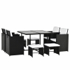 Outsunny Sitzgruppe für 8 Personen Polyrattan Gartenset Sitzgarnitur Schwarz