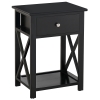 HOMCOM Table de Chevet Table d'appoint Bout de canapé Table de Nuit avec un tiroir et étagère en Bois Noire
