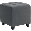 HOMCOM Apoio para os Pés Sala de Estar Banco Estofado em Linho com Bolso Lateral Tampa com Botões  35x35x35 cm Cinzento