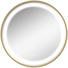 kleankin Miroir rond lumineux LED avec 3 couleurs de température, interrupteur tactile, affichage de l'heure, fonction mémoire
