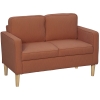 HOMCOM Zweisitzer-Sofa mit Stauraum und soliden Holzbeinen, für Wohnzimmer, Schlafzimmer, 117 x 63 x 79 cm, Orange