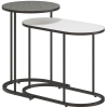 HOMCOM Lot de 2 tables basses gigognes, tables d'appoint empilable style contemporain, cadre en métal gris et blanc