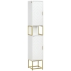 kleankin Meuble colonne rangement salle de bain avec niche et 2 placards étagère réglable pieds en acier