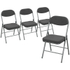HOMCOM Set of Four Folding Corduroy Seat Chairs - Dark Grey