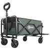 Outsunny Chariot de transport pliable chariot à roulettes avec poignée télescopique avec ouverture arrière 76 x 48 x 92 cm vert