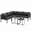 Outsunny Conjunto de Muebles de Jardín 7 Piezas Incluye Sofá de 5 Módulos con Cojines y 2 Mesas de Centro para Terraza Patio Gris