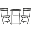 Outsunny Set da Giardino 3 Pezzi con 2 Sedie e Tavolo Pieghevoli in Acciaio e HDPE, Grigio Scuro