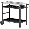 Outsunny Grillwagen 3-Etagen Servierwagen mit Arbeitsfläche Griffe Hülle Räder, BBQ Grilltisch Edelstahl 100x52x80cm Schwarz