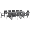 Outsunny Salon de jardin en aluminium et textilène table extensible 8/12 personnes 12 chaises empilables gris