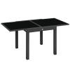 Outsunny Extending Garden Table, Outdoor Dining Table with Aluminium Frame and Tempered Glass Tabletop, 80/160 x 80 x 75 cm, Black