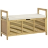 HOMCOM Schuhablage mit Stauraum, Schuhbank, weiche Sitzfläche, Bambus, 100x40x60 cm