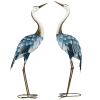 Outsunny Set de 2 Estatuas de Grulla de Acero para Jardín con Pintura Resistente y Estacas de Suelo para Decoración de Césped