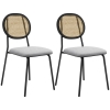 HOMCOM Pack de 2 Sillas de Comedor con Respaldo de Ratán Sintético y Marco de Acero para Salón 44x54x87 cm Gris y Negro