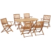Outsunny Sitzgruppe für 6 Personen Essgruppe Klappbar Gartenmöbel Set Massivholz Natur
