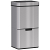 HOMCOM Mülleimer mit Sensor 47L + 2 x 12,5L Automatischer Abfalleimer mit Bewegungssensor, Wasserdichtes Mülltrennsystem aus Edelstahl für Küche Silber