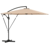 Outsunny Umbrelă Suspendată 2.5x2.5 m cu Acoperire, Corzi Antivânt, Bază în Cruce și Manivelă, Umbrelă de Grădină Inclinabilă și Rotativă 360° din Metal și Poliester 180 g/m², UV50+, Gri