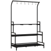 Outsunny Blumenständer, 3 Etagen, 6 Haken, Indoor & Outdoor, Metallrahmen, 170H x 110L x 50B cm, Schwarz