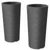Outsunny 2er Set Blumentopf stapelbar Pflanzkübel mit Löcher 35x35 cm Pflanztöpfe Rund Dunkelgrau