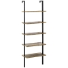 HOMCOM Leiterregal im Industrie-Design 5 Regale 60 cm x 30 cm x 184,5 cm Metall Holzwerkstoff Braun+ Schwarz