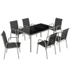 Outsunny Gartenmöbel Set Sitzgruppe 150 x 90cm Tisch mit 6 Atmungsaktiven Stühlen Sicherheitsglas Tischplatte