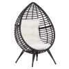 Outsunny Rattansessel in Tropfenform, Gartensessel mit Sitzkissen, Erhöhter Rattanstuhl, Stahl, Braun, 101 x 89 x 156 cm