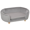 PawHut Sofá para Cães Pequenos com Pés de Madeira Almofada Removível e Capa Lavável  86x55x33 cm Cinzento Claro