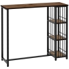 HOMCOM Bartisch Stehtisch Küchentresen, Industriedesign, 3 Regale, 120 x 40 x 105 cm; Schwarz + Braun