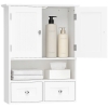 kleankin Armario de Pared para Baño Armario Colgante de Baño con 2 Puertas y 2 Cajones para Cocina 50,8x17,8x66 cm Blanco