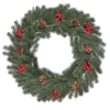 HOMCOM Weihnachtskranz 60 cm Türkranz mit 40 LEDs Zapfen roten Beeren Künstlicher Weihnachtskranz Weihnachten Adventskranz Haustür Kränze für Außen, Innen, Advent, Fenster