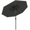Outsunny Sonnenschirm im Freien Gartenschirm mit Solarbeleuchtung LED Sonnenschutz Stahl Aluminum Polyester Dunkelgrau Ø270 x 245H cm
