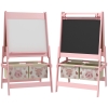 AIYAPLAY Lavagna per Bambini con Cavalletto 3 in 1 e 2 Contenitori, Età 3-8 anni, 54x46.5x93cm, Rosa