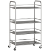 HOMCOM Rollwagen, Küchenwagen mit 4 Ebenen, verstellbaren Regalen und Griffen, für Wohnzimmer Küche, Silber, 60 x 35 x 100 cm